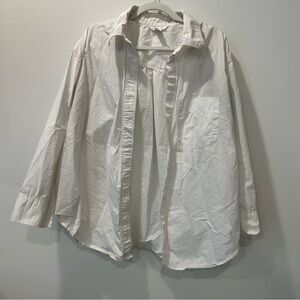 White oversized long sleeve button up